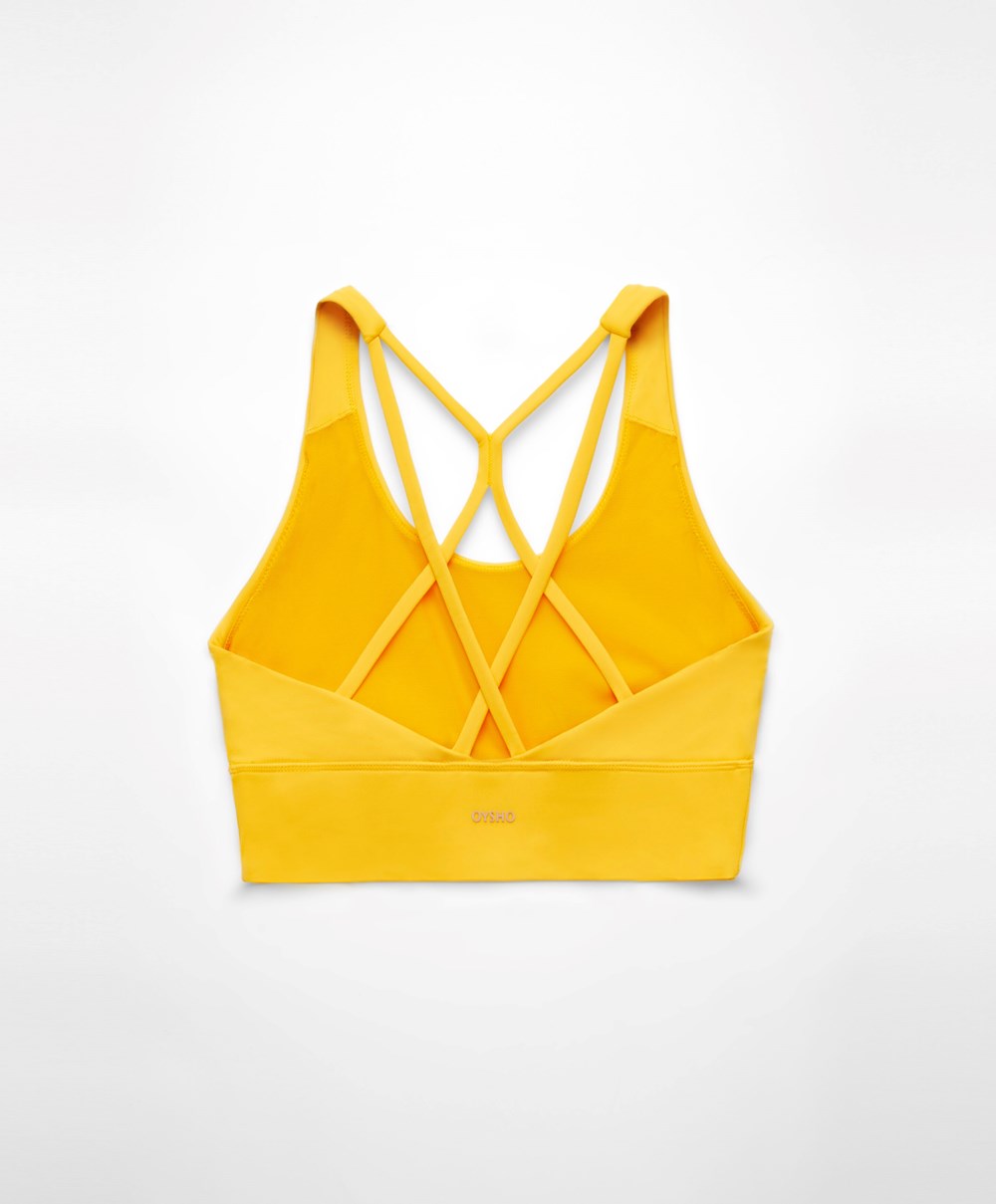 Oysho Medium-support Sports Bra With Cups κίτρινα | NXPCVS-627