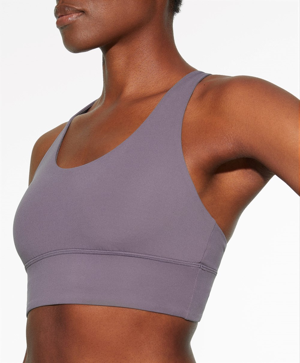 Oysho Medium-support Sports Bra With Cups Grey-lilac | WGOYTR-957