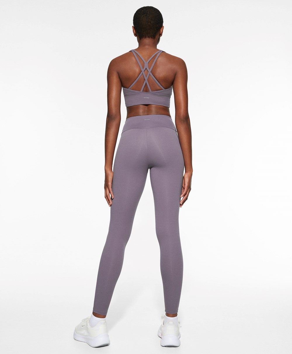 Oysho Medium-support Sports Bra With Cups Grey-lilac | WGOYTR-957