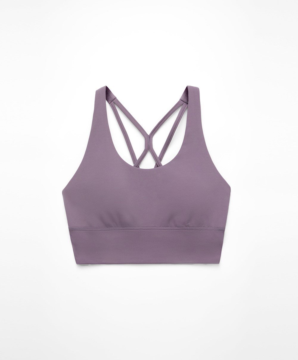 Oysho Medium-support Sports Bra With Cups Grey-lilac | WGOYTR-957