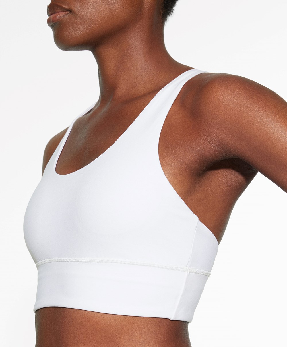 Oysho Medium-support Sports Bra With Cups ασπρα | WTQAMD-487