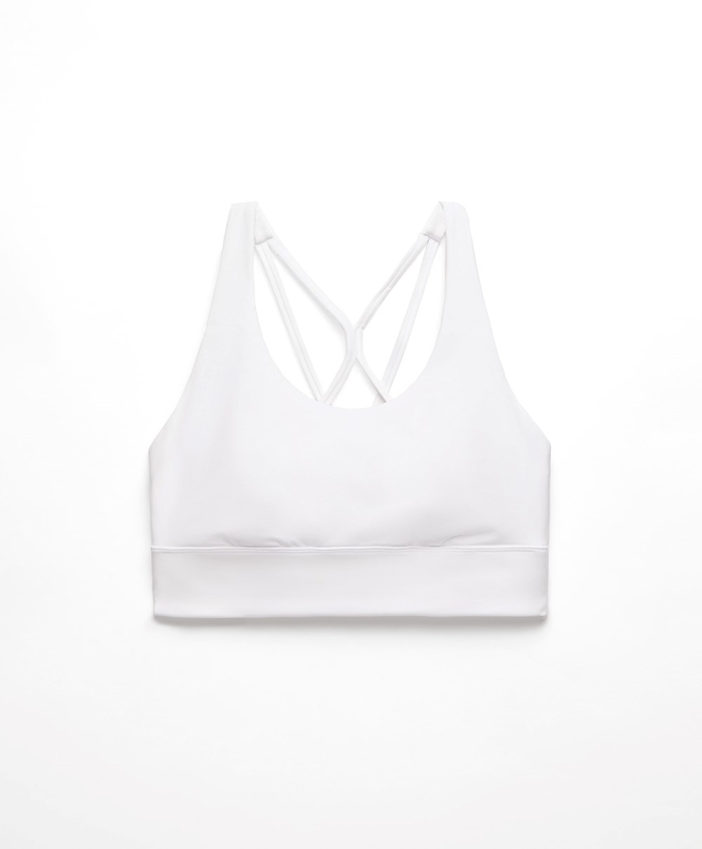 Oysho Medium-support Sports Bra With Cups ασπρα | WTQAMD-487