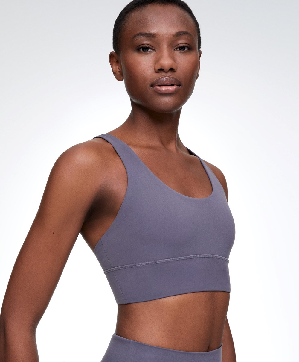 Oysho Medium-support Sports Bra With Cups μπλε | YUEWZB-241