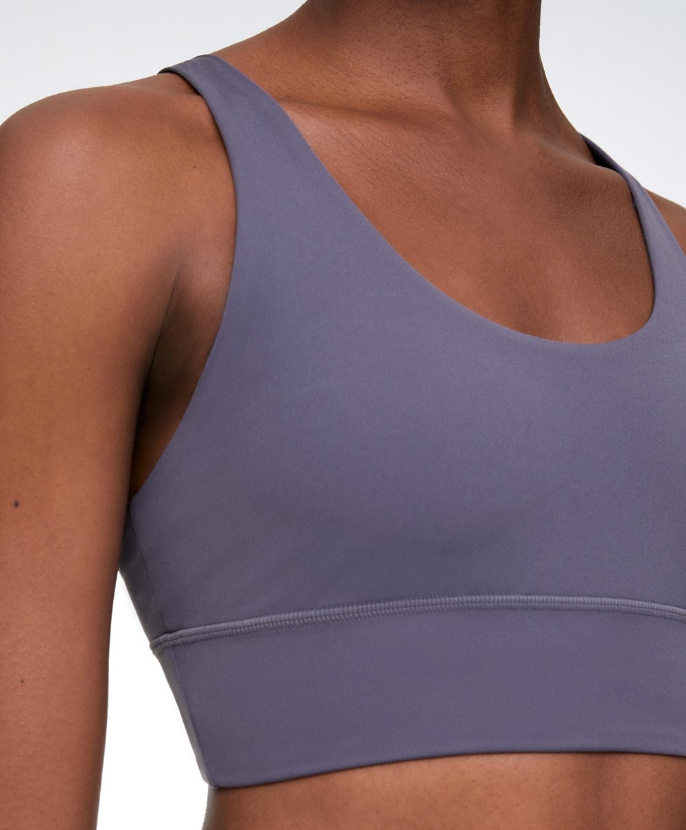 Oysho Medium-support Sports Bra With Cups μπλε | YUEWZB-241