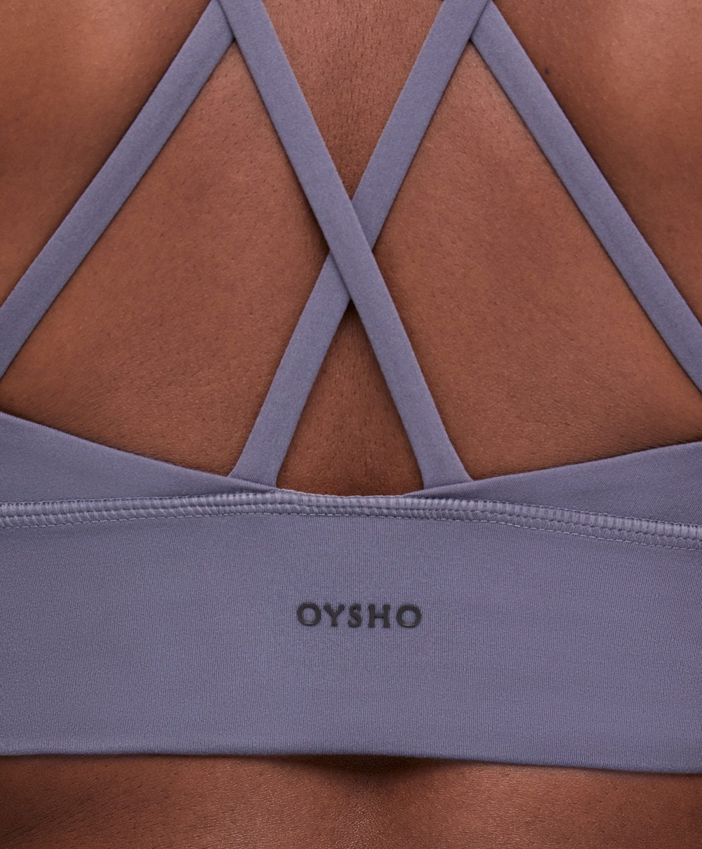 Oysho Medium-support Sports Bra With Cups μπλε | YUEWZB-241