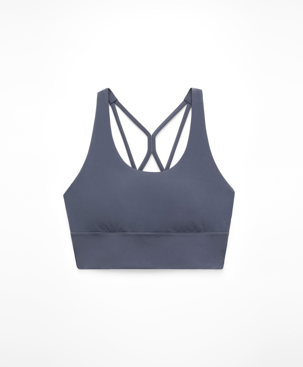 Oysho Medium-support Sports Bra With Cups μπλε | YUEWZB-241