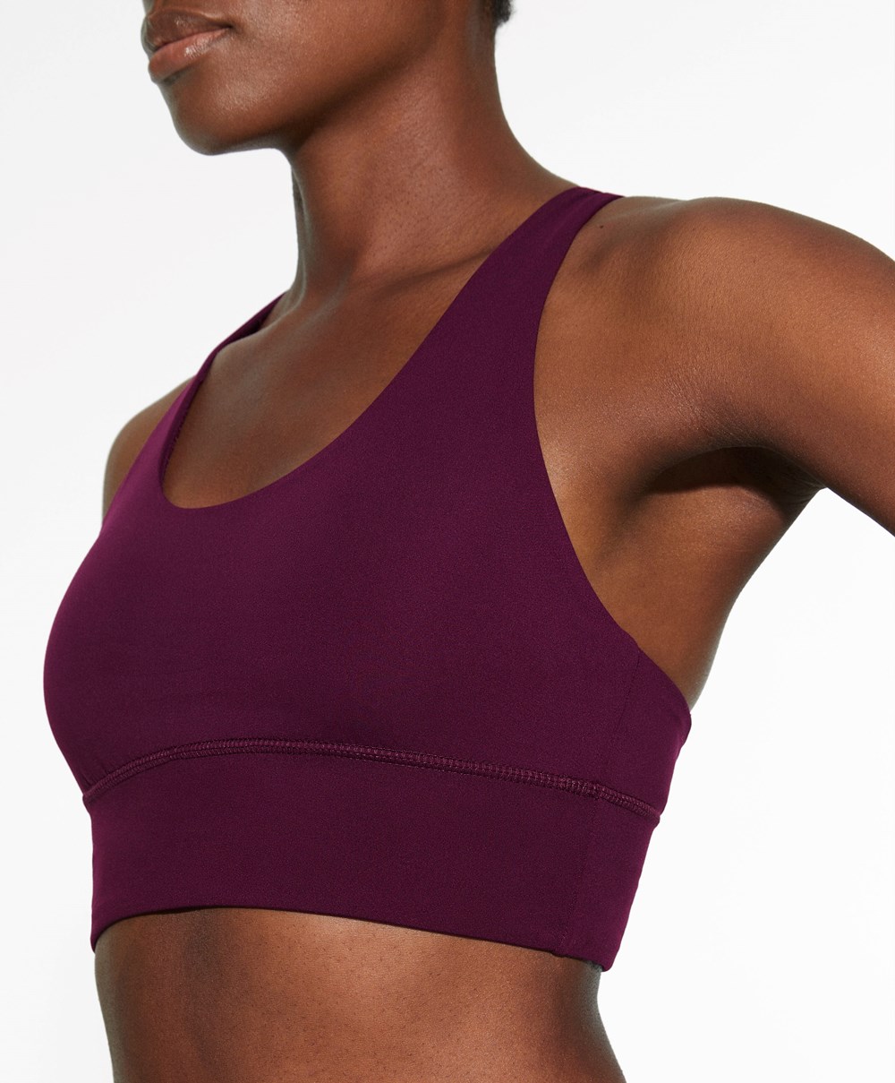 Oysho Medium-support Sports Bra With Cups μωβ | ZKVSAC-459