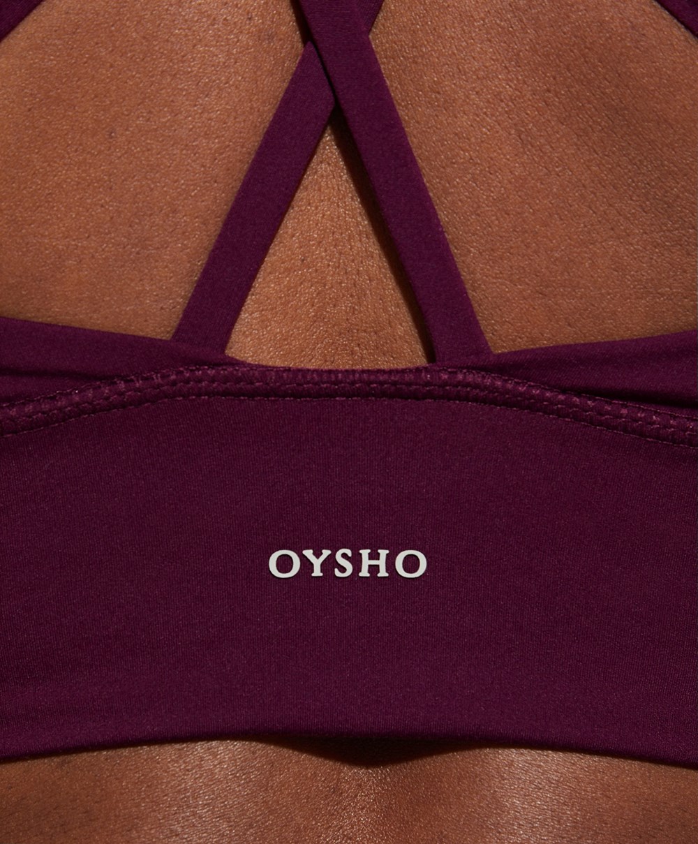 Oysho Medium-support Sports Bra With Cups μωβ | ZKVSAC-459