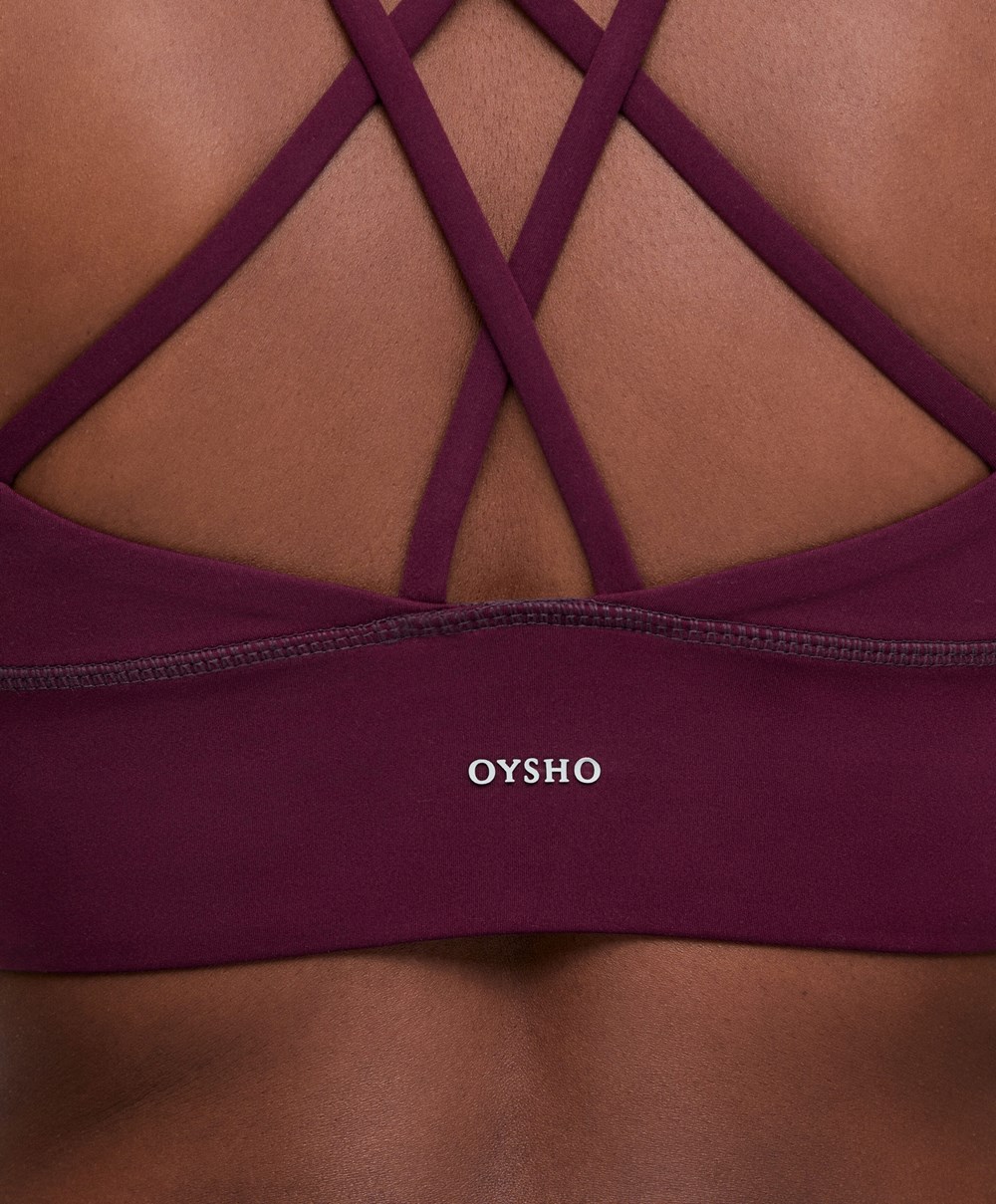 Oysho Medium-support Sports Bra With Cups μωβ | ZKVSAC-459