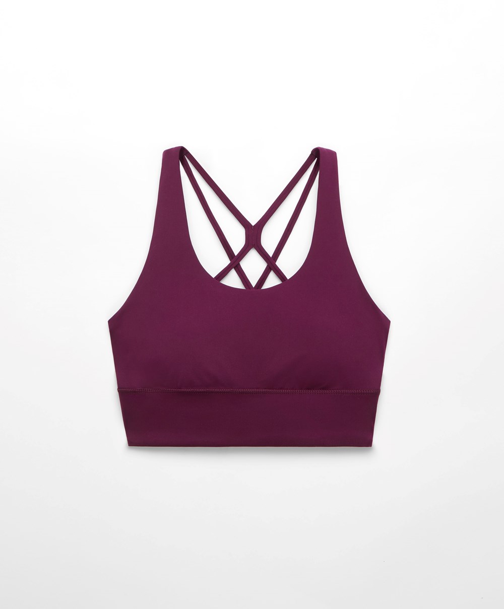 Oysho Medium-support Sports Bra With Cups μωβ | ZKVSAC-459