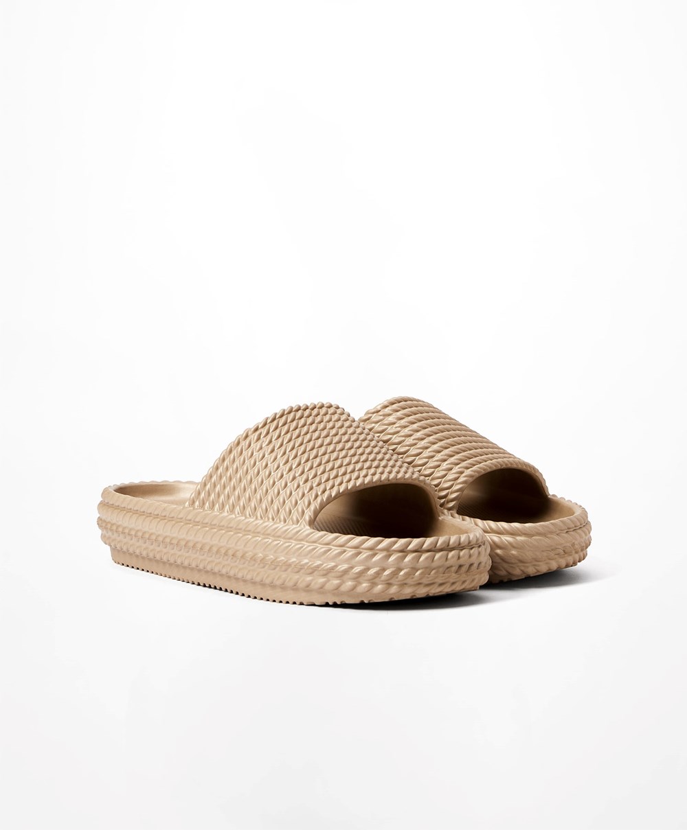 Oysho Metallic Braided flatforms Slides χρυσο χρωμα | APRMWY-468