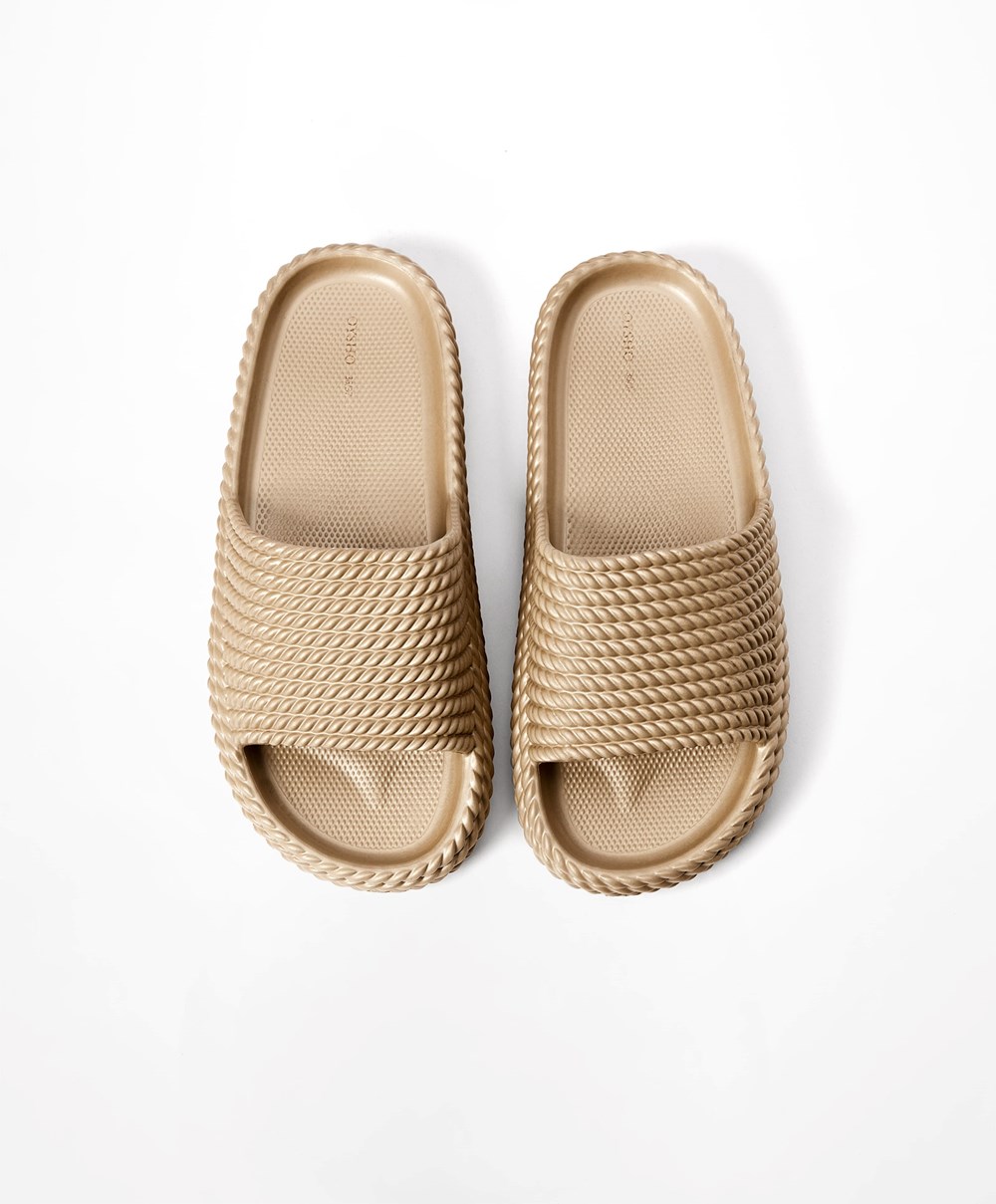 Oysho Metallic Braided flatforms Slides χρυσο χρωμα | APRMWY-468