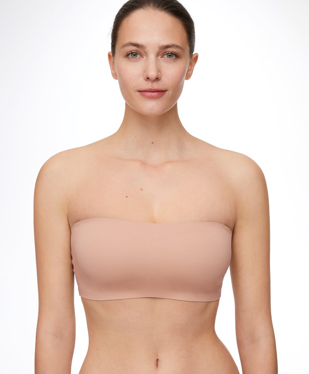 Oysho Microfibre Invisible Bandeau Bra With Removable Straps Μπεζ | JIGHZV-970