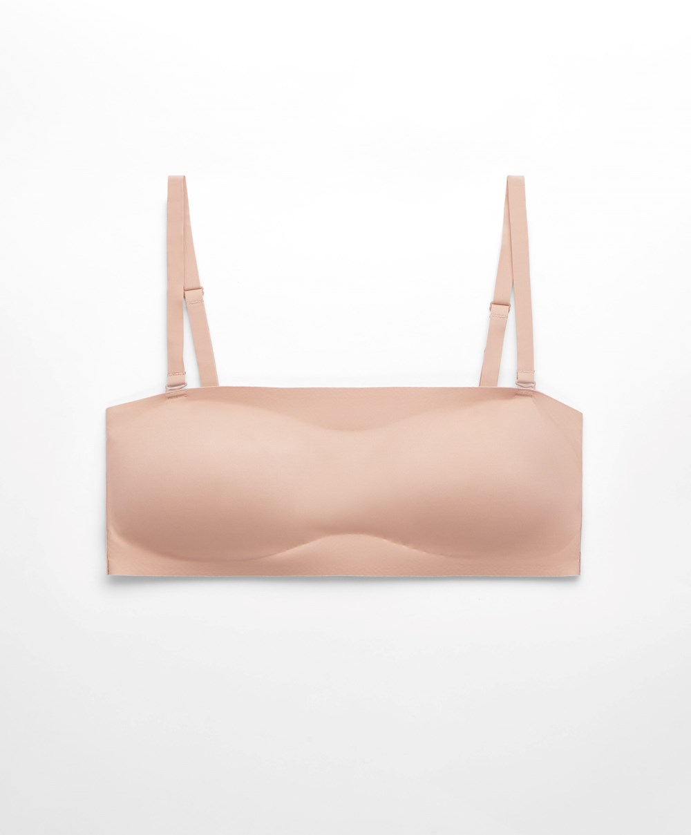 Oysho Microfibre Invisible Bandeau Bra With Removable Straps Μπεζ | JIGHZV-970