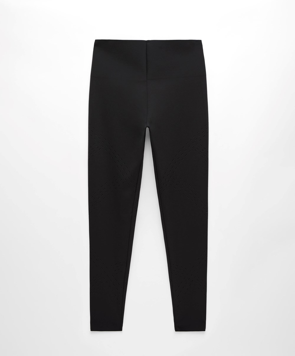 Oysho Microperforated 65cm Compressive Leggings μαυρα | WIOLAX-326