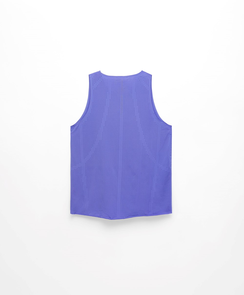 Oysho Microperforated Technical αμανικα T-shirt Violet | LJASMF-612