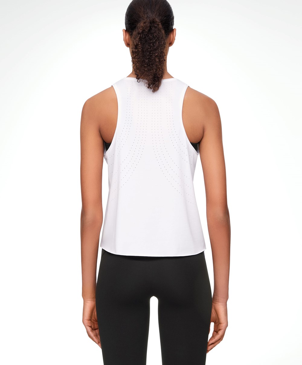 Oysho Microperforated Technical αμανικα T-shirt ασπρα | XTJYCA-079