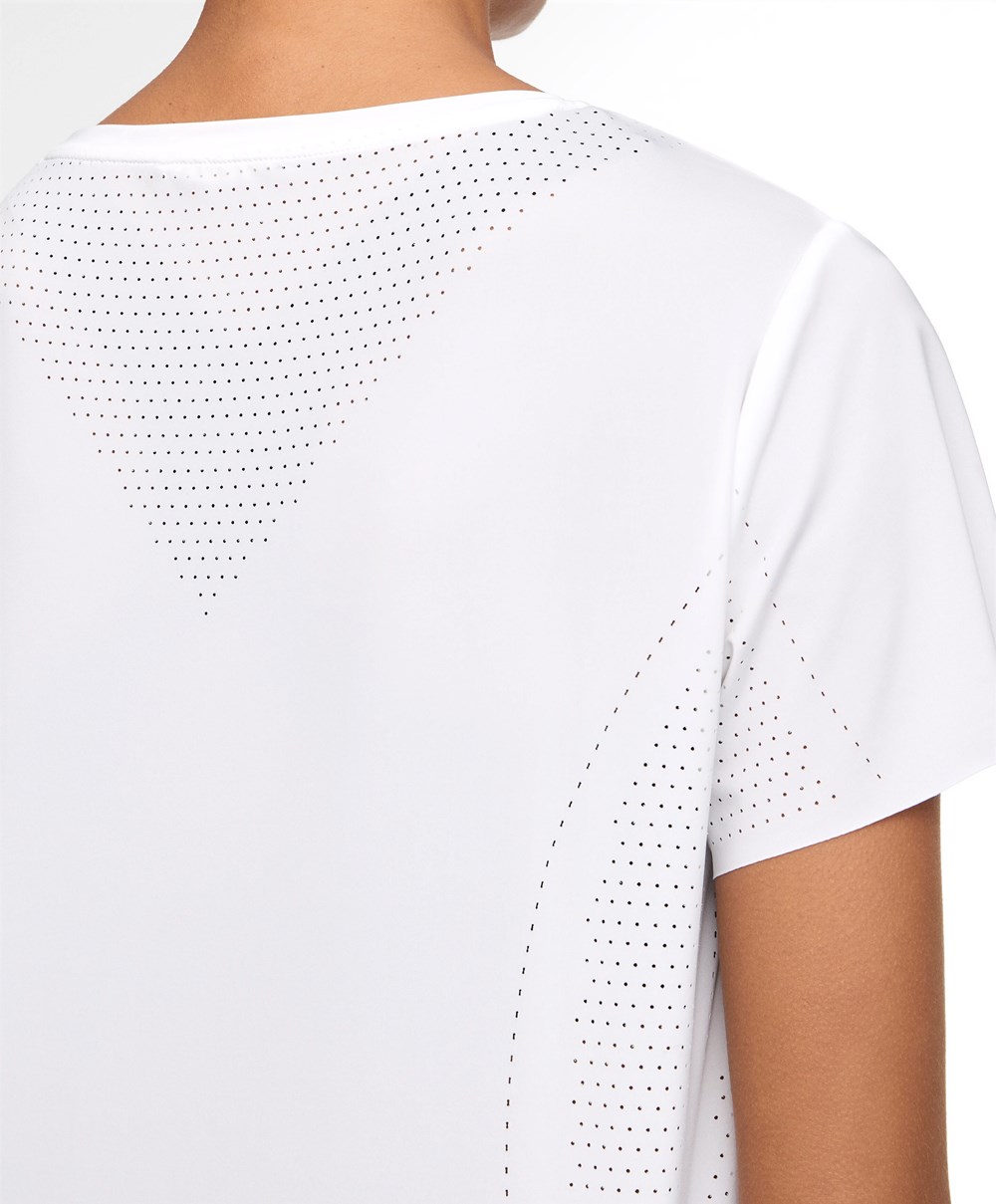 Oysho Microperforated κοντο-sleeved Technical T-shirt ασπρα | EOKVIH-750