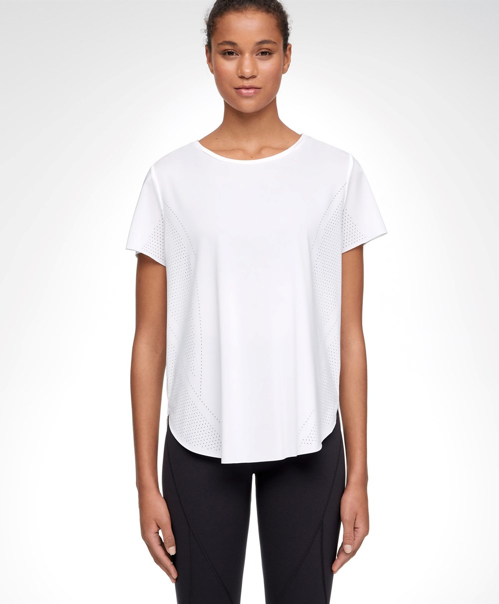 Oysho Microperforated κοντο-sleeved Technical T-shirt ασπρα | EOKVIH-750