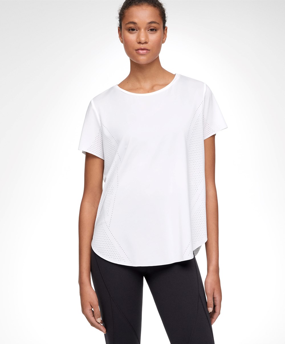 Oysho Microperforated κοντο-sleeved Technical T-shirt ασπρα | EOKVIH-750