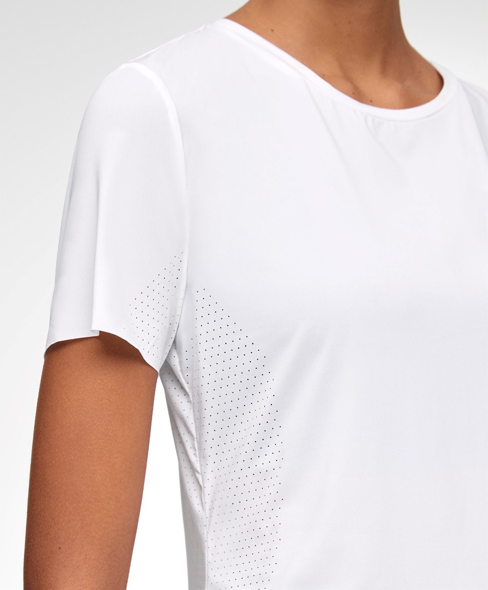 Oysho Microperforated κοντο-sleeved Technical T-shirt ασπρα | GYNDMT-216