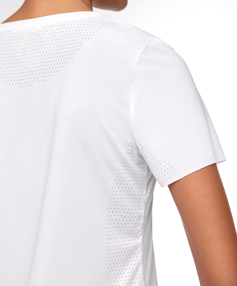 Oysho Microperforated κοντο-sleeved Technical T-shirt ασπρα | GYNDMT-216