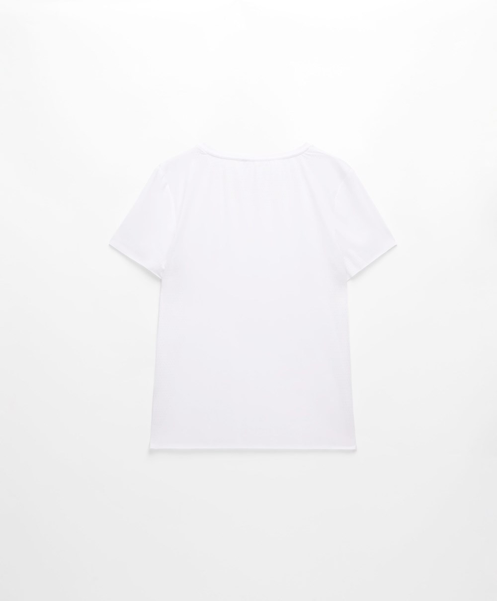 Oysho Microperforated κοντο-sleeved Technical T-shirt ασπρα | GYNDMT-216