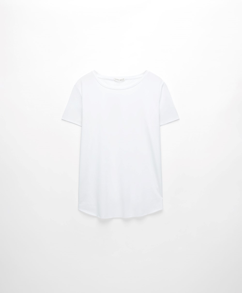 Oysho Microperforated κοντο-sleeved Technical T-shirt ασπρα | OHZPDT-729