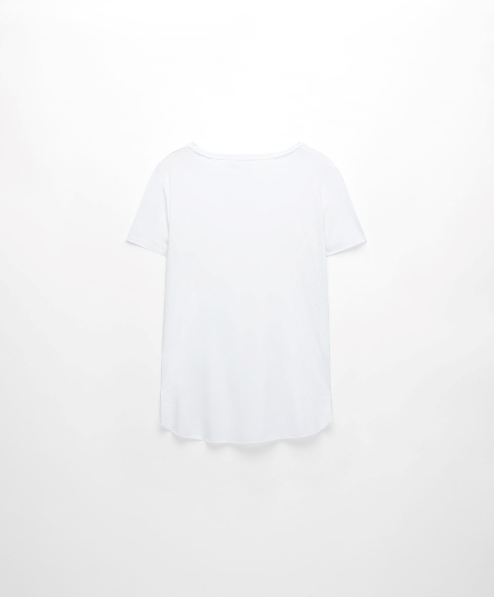 Oysho Microperforated κοντο-sleeved Technical T-shirt ασπρα | OHZPDT-729