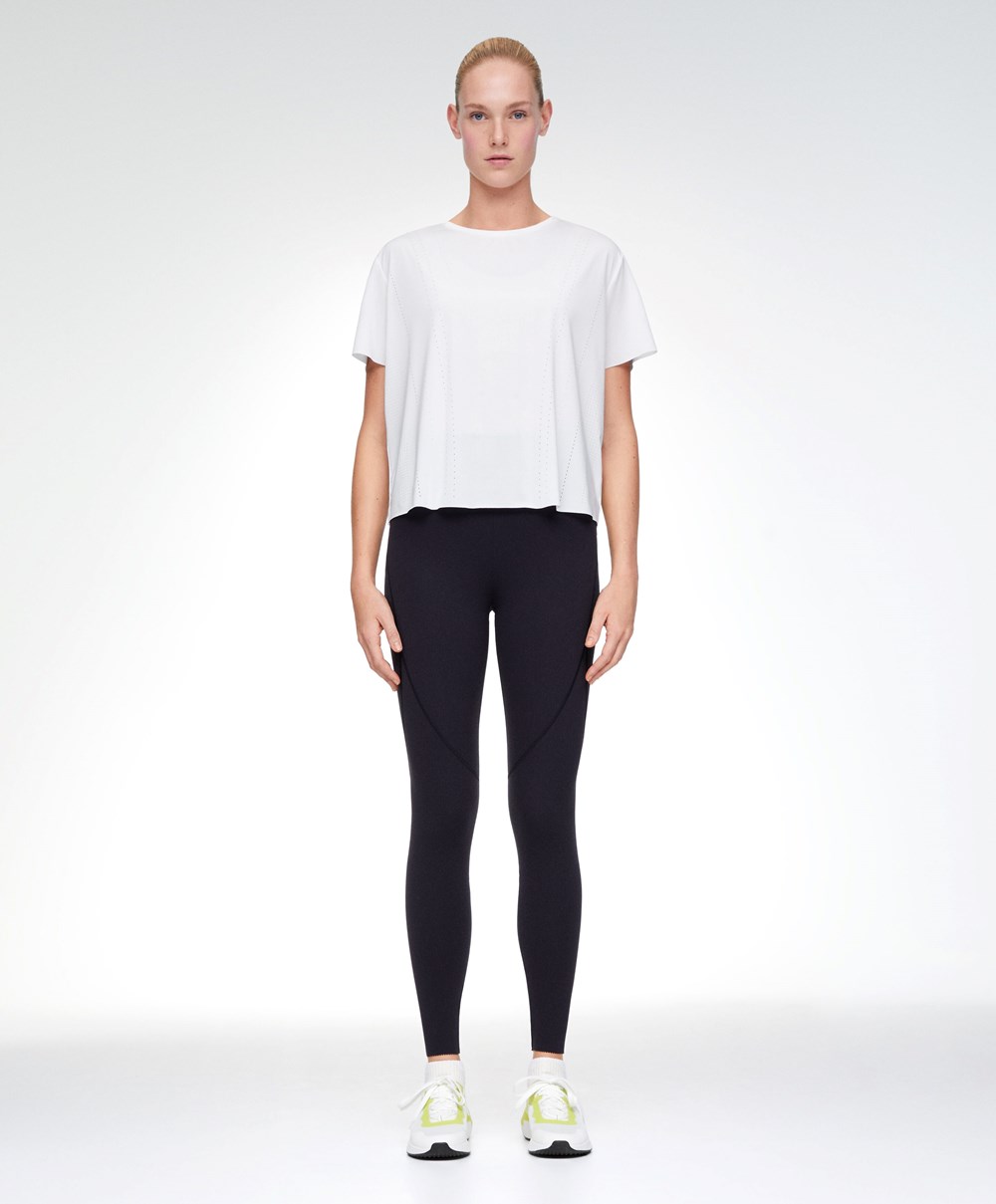 Oysho Microperforated κοντο-sleeved Technical T-shirt ασπρα | RUDAVM-680