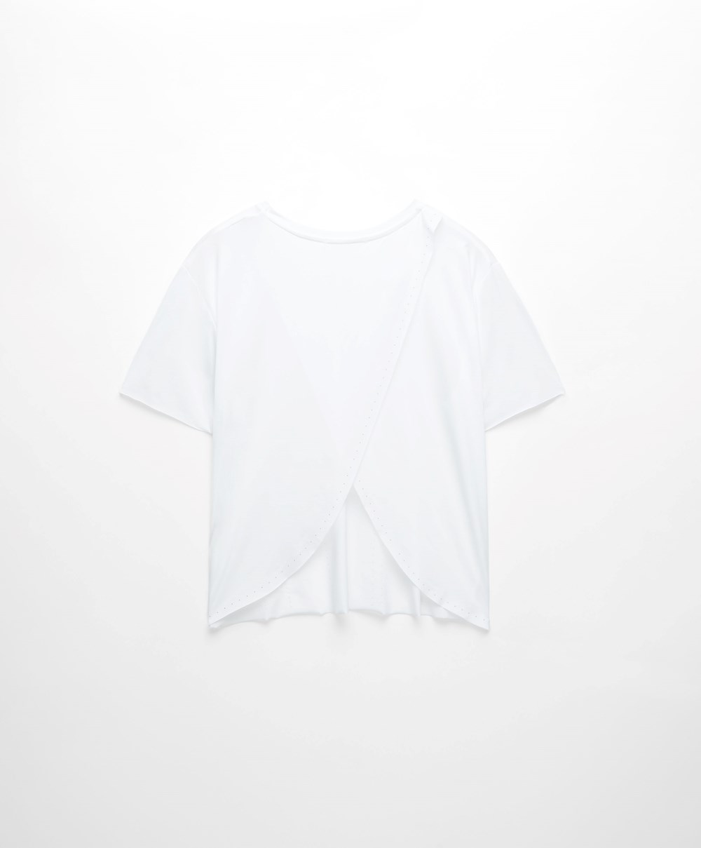 Oysho Microperforated κοντο-sleeved Technical T-shirt ασπρα | RUDAVM-680