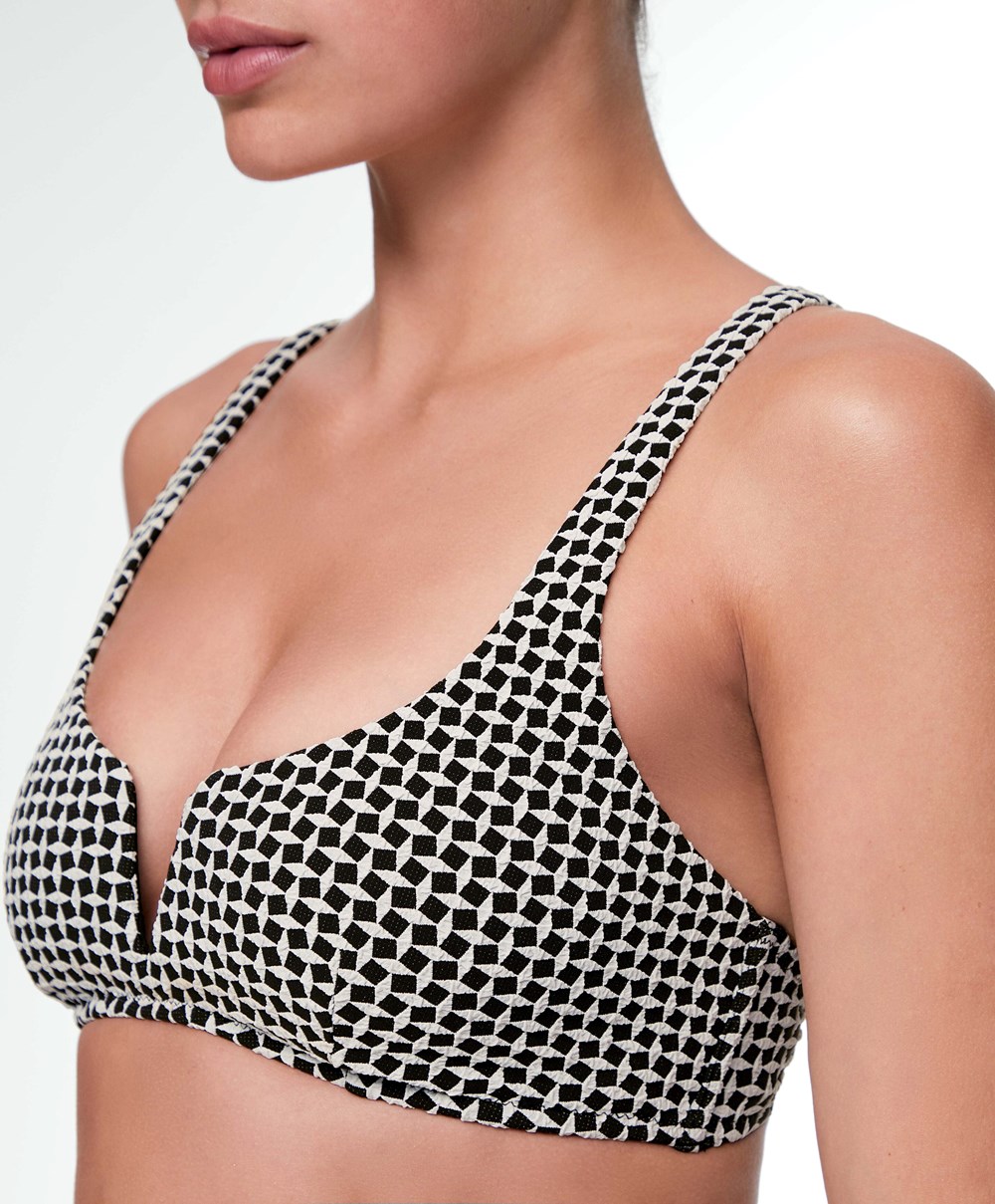 Oysho Mini Geometric Halter Μπικίνι Top μαυρα | RSIPGW-590