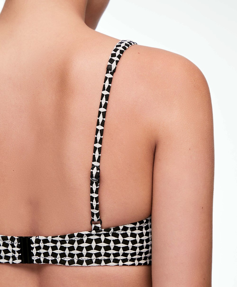 Oysho Mini Geometric Halter Μπικίνι Top μαυρα | RSIPGW-590