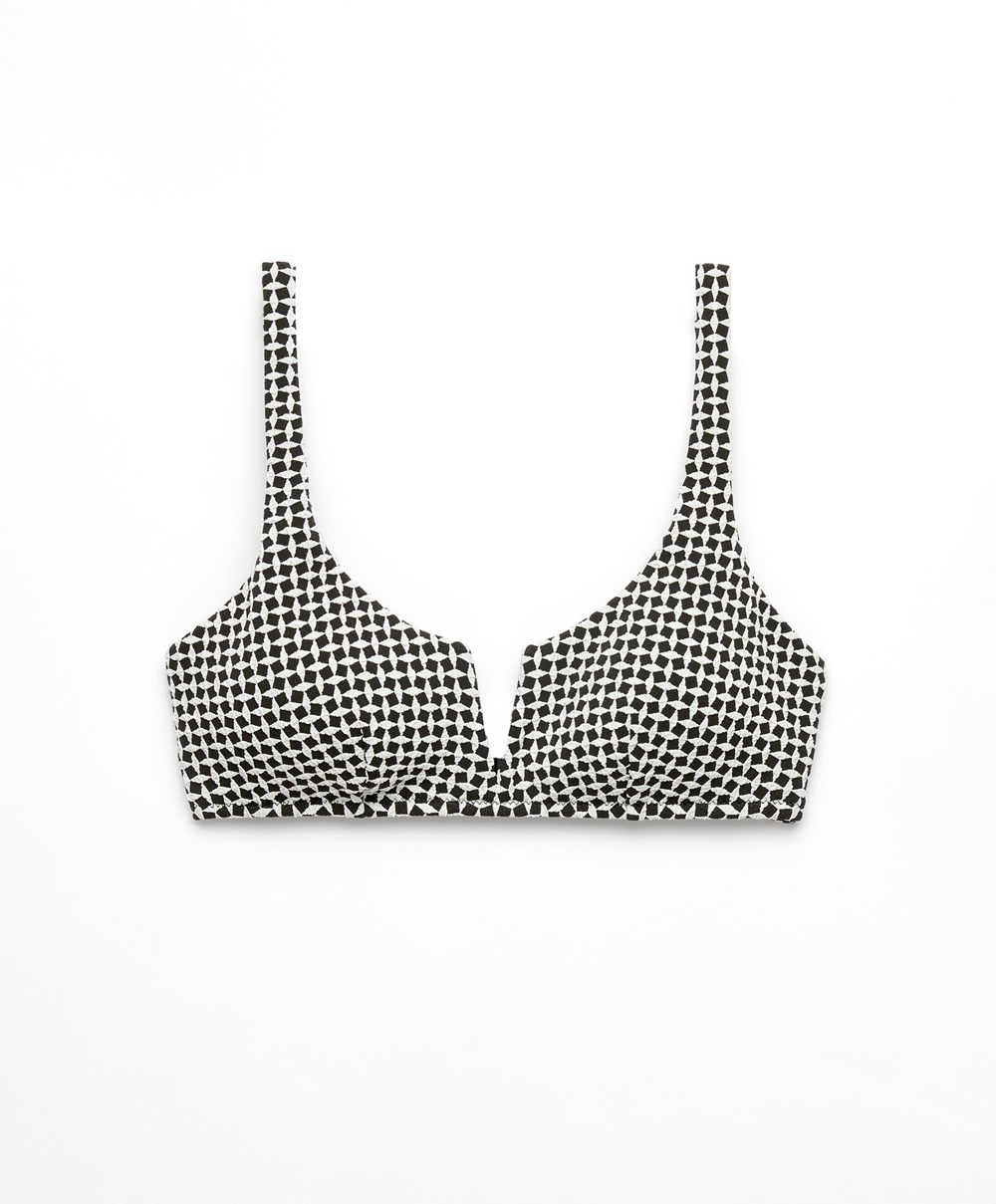 Oysho Mini Geometric Halter Μπικίνι Top μαυρα | RSIPGW-590