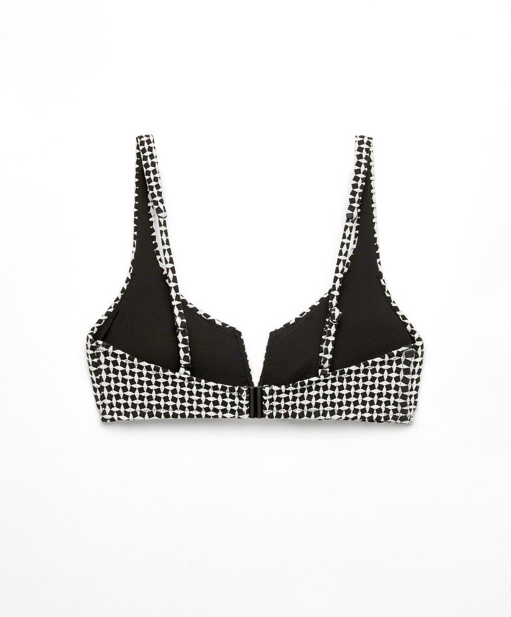 Oysho Mini Geometric Halter Μπικίνι Top μαυρα | RSIPGW-590