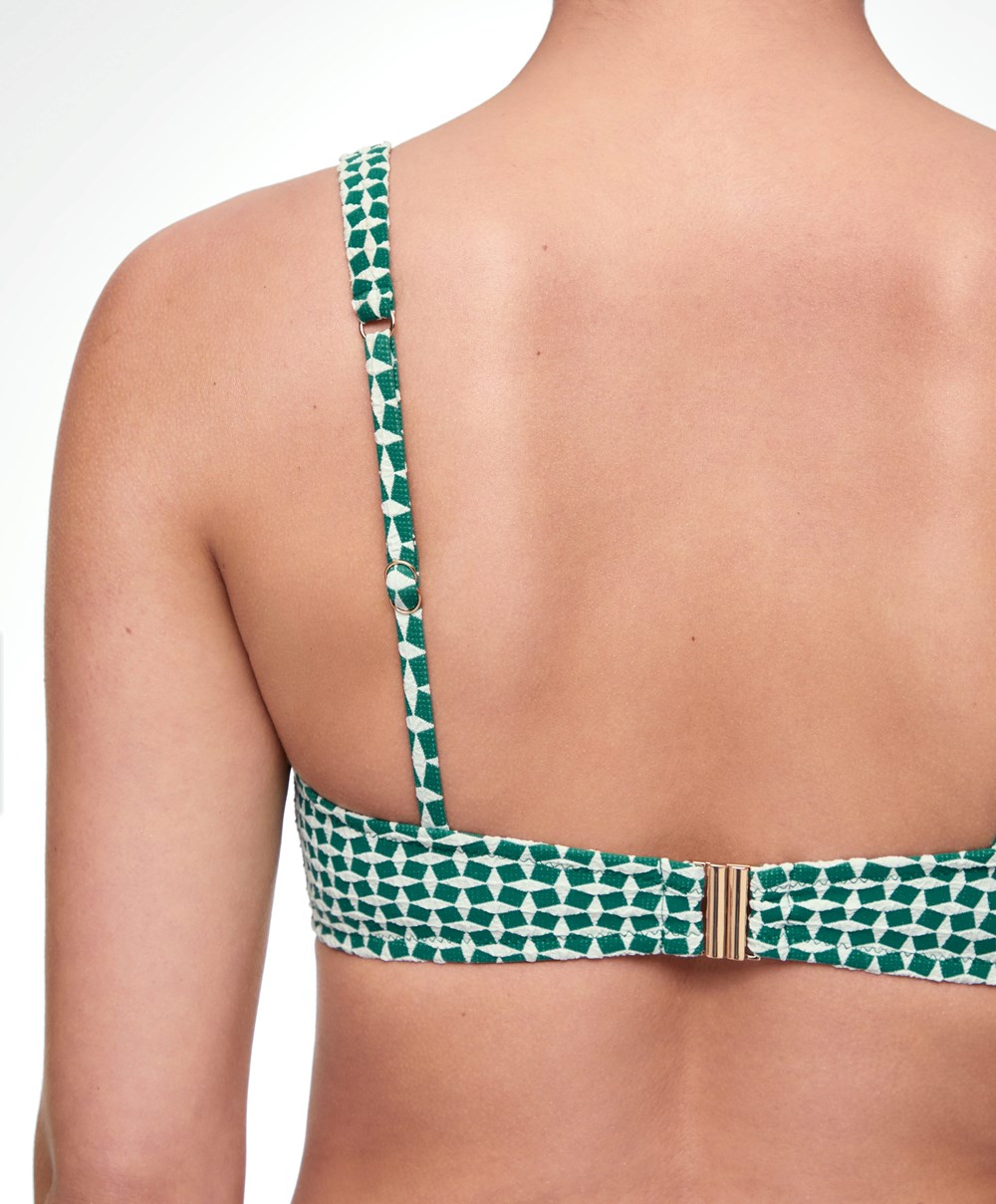 Oysho Mini Geometric Halter Μπικίνι Top πρασινο | YKPIVS-327