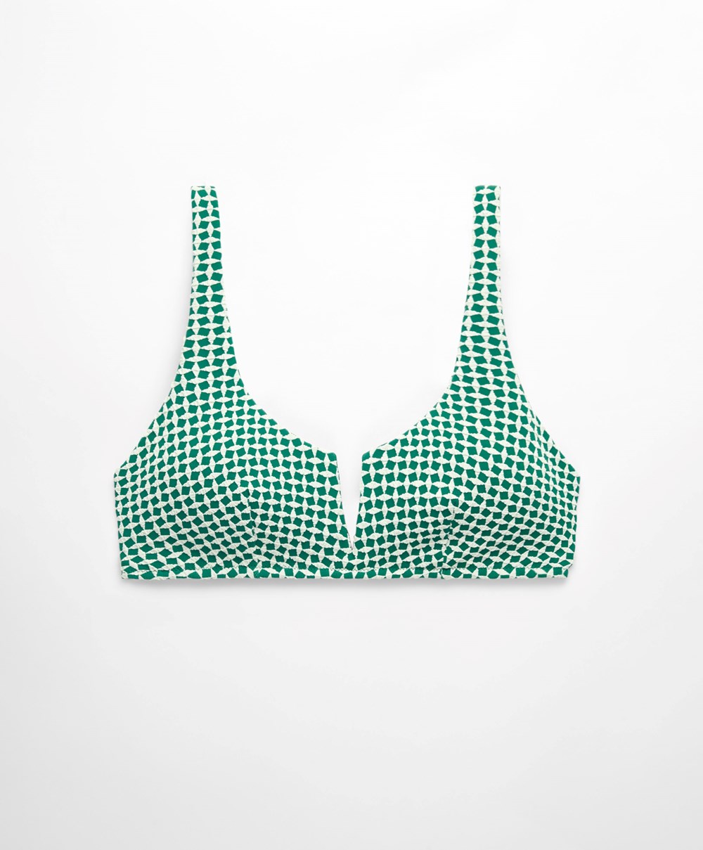 Oysho Mini Geometric Halter Μπικίνι Top πρασινο | YKPIVS-327