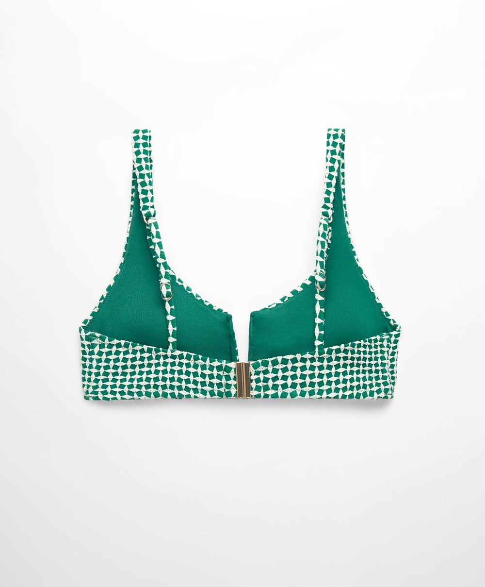 Oysho Mini Geometric Halter Μπικίνι Top πρασινο | YKPIVS-327