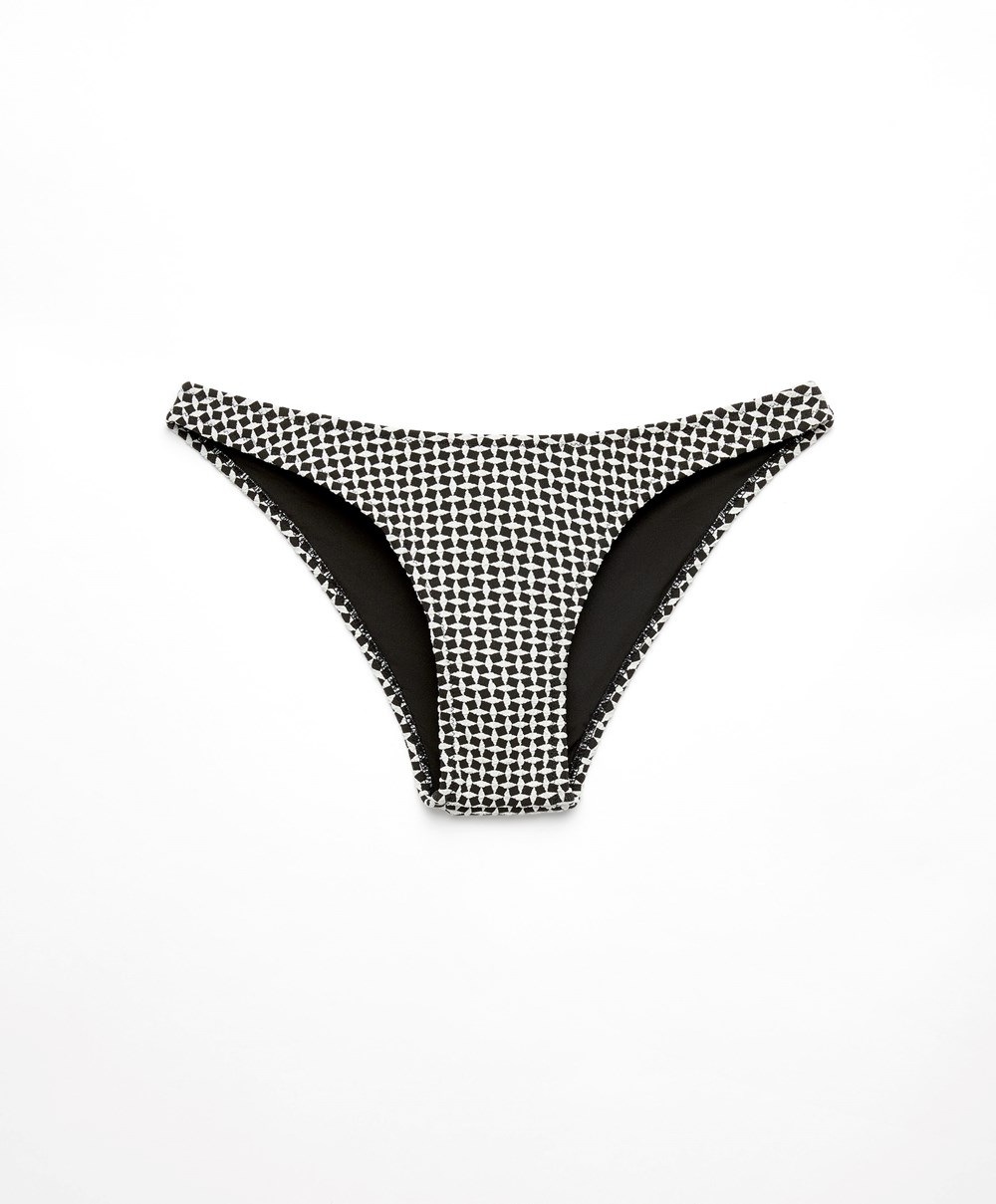 Oysho Mini Geometric Medium-coverage U-cut Μπικίνι Briefs μαυρα | SQTDIG-051