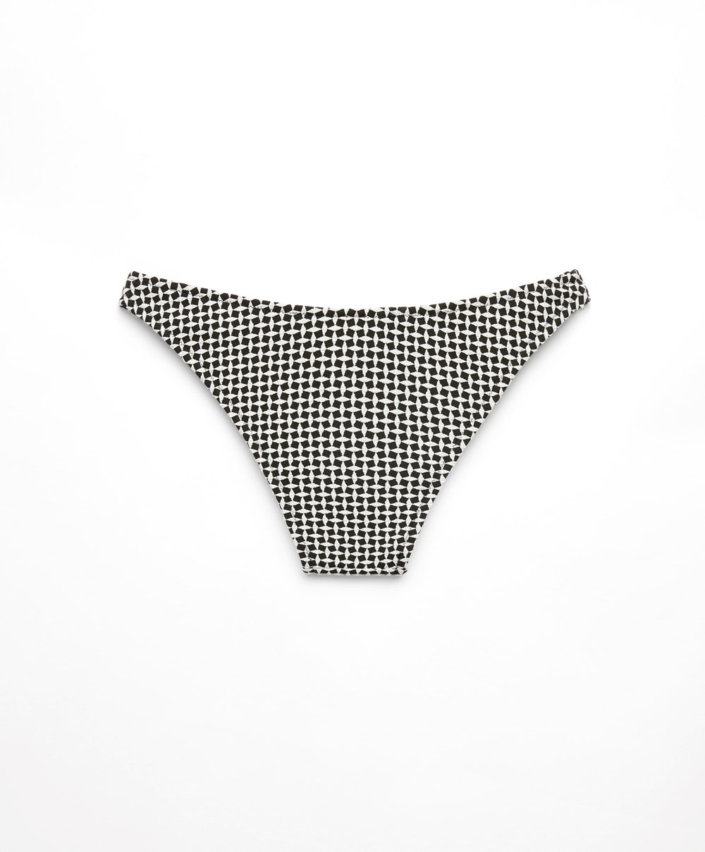 Oysho Mini Geometric Medium-coverage U-cut Μπικίνι Briefs μαυρα | SQTDIG-051