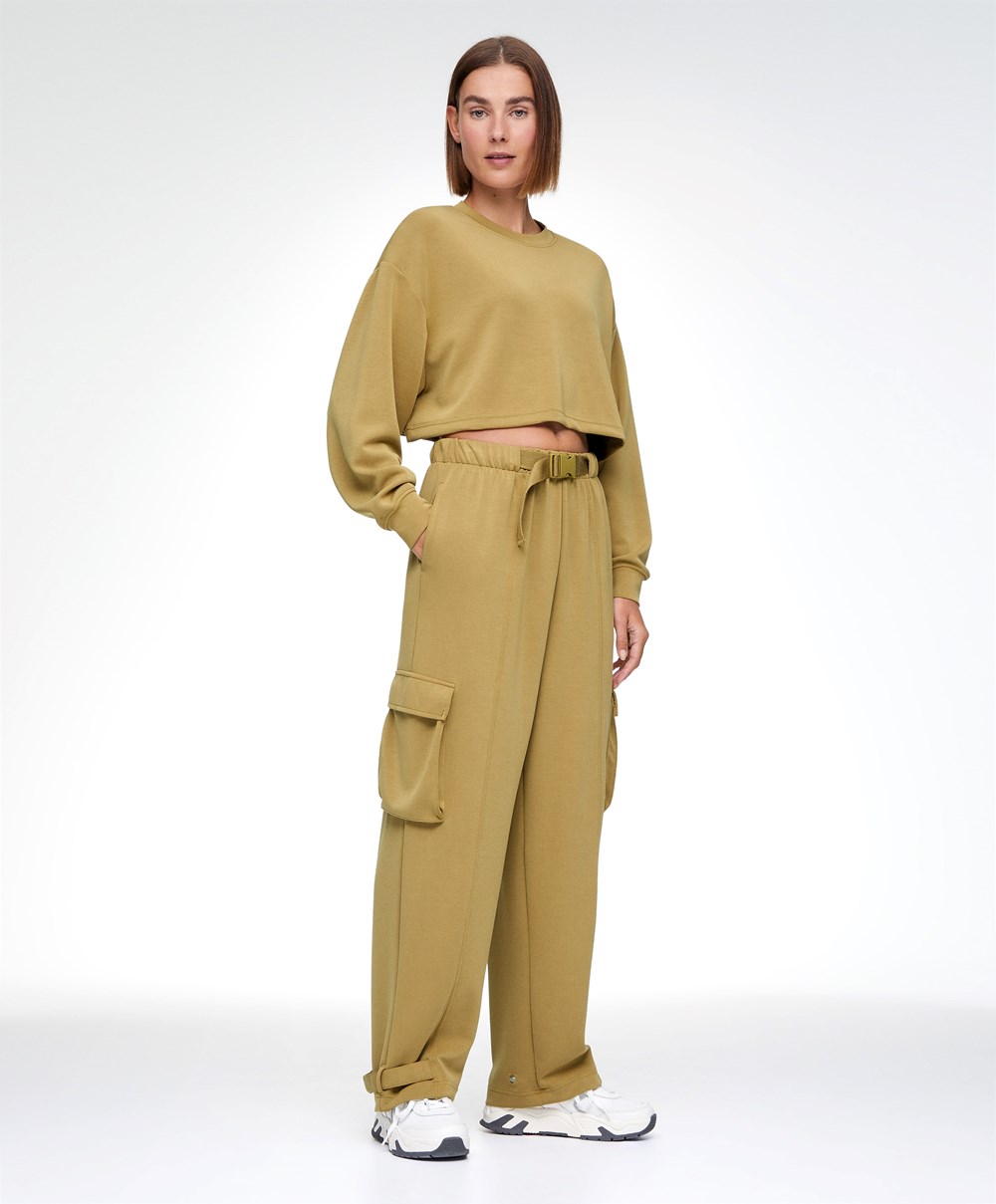 Oysho Modal Cargo Trousers Ελιά | GNKDLU-491