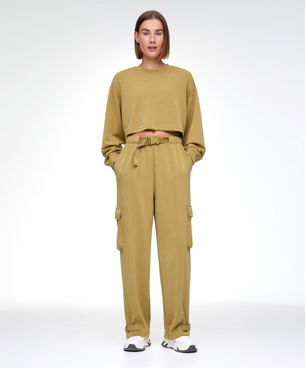 Oysho Modal Cargo Trousers Ελιά | GNKDLU-491