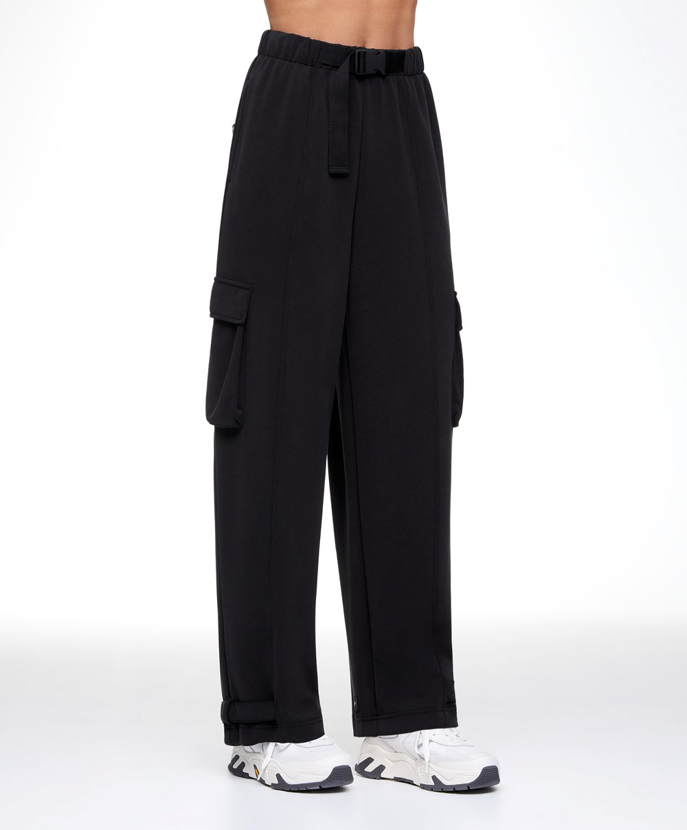 Oysho Modal Cargo Trousers μαυρα | DQHVNB-893