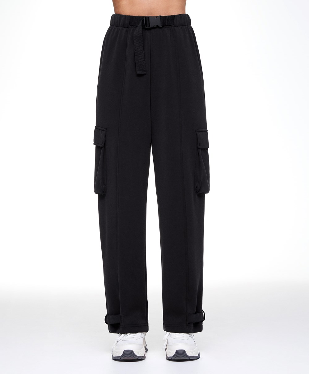 Oysho Modal Cargo Trousers μαυρα | DQHVNB-893