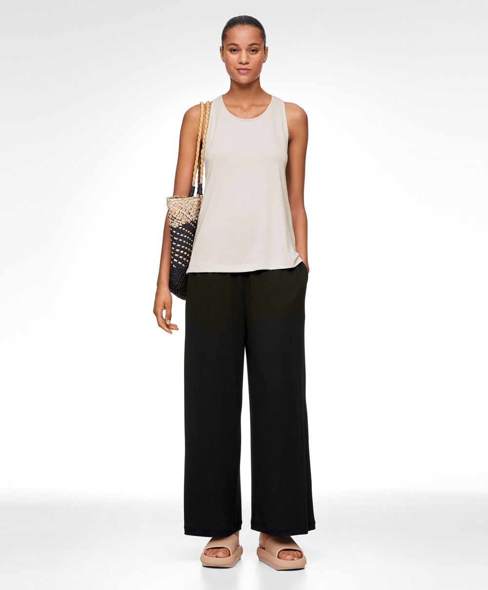 Oysho Modal Crop Trousers μαυρα | PTOHAB-015