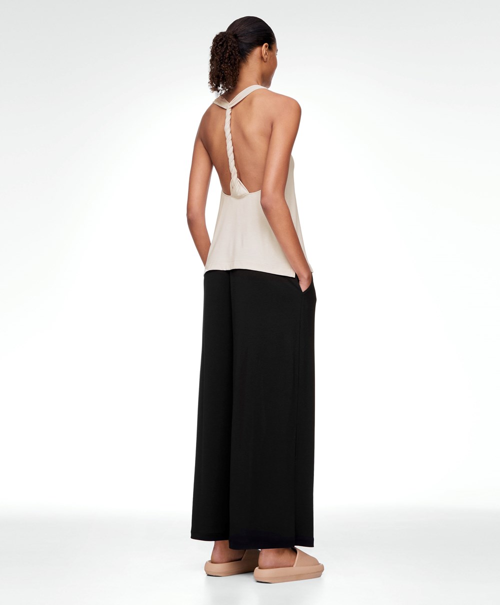 Oysho Modal Crop Trousers μαυρα | PTOHAB-015