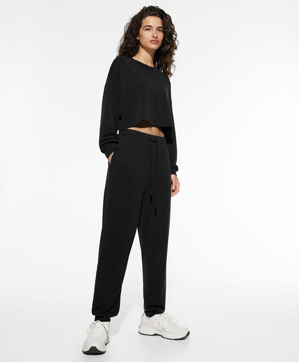 Oysho Modal Joggers μαυρα | ROPXZI-835