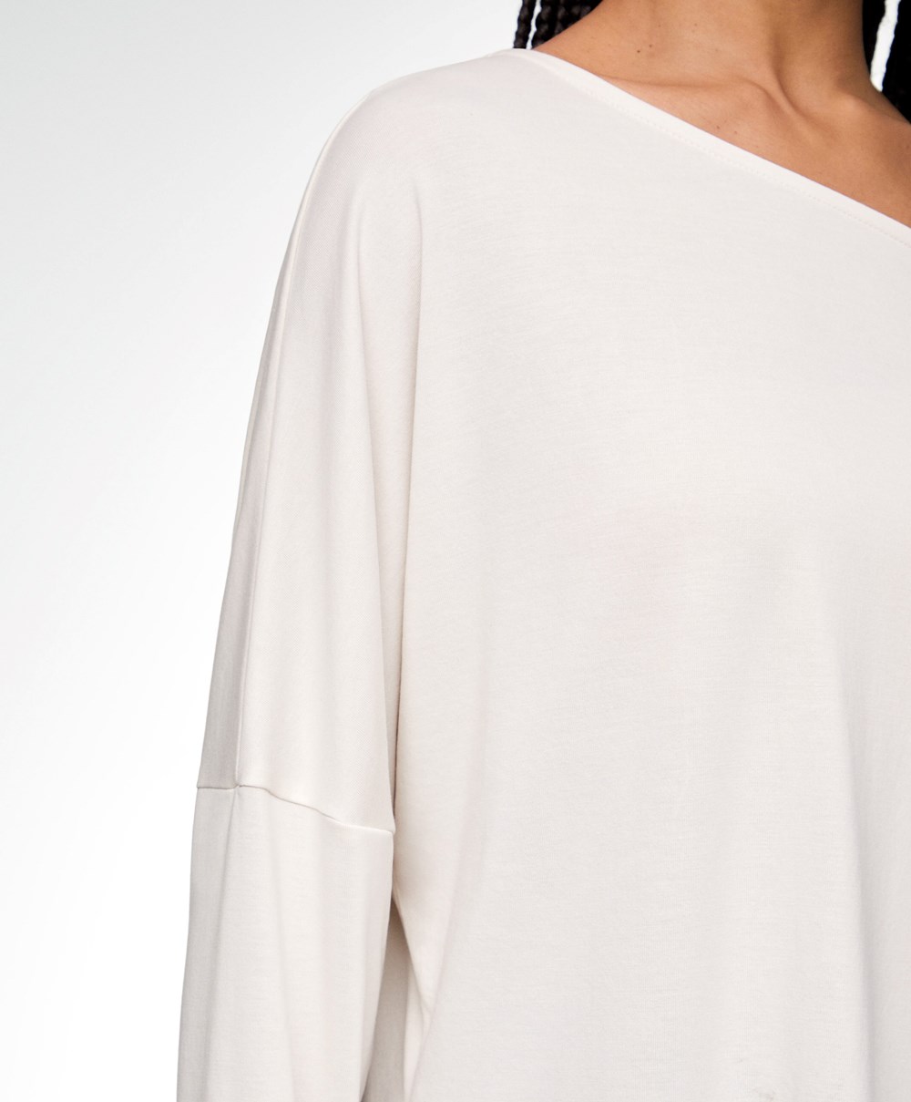 Oysho Modal Long-sleeved T-shirt Cream-white | TUROIQ-145