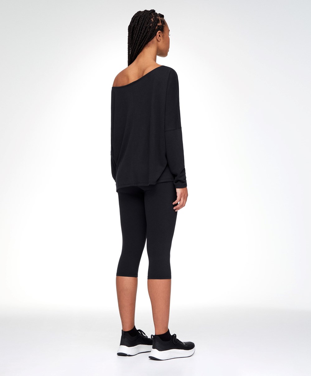 Oysho Modal Long-sleeved T-shirt μαυρα | XACSQO-897