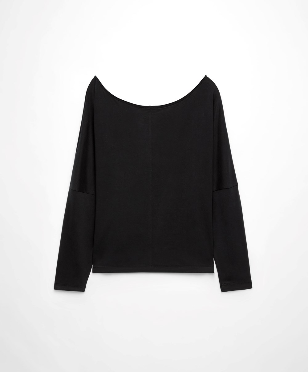 Oysho Modal Long-sleeved T-shirt μαυρα | XACSQO-897